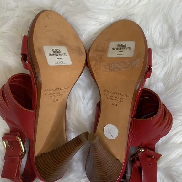 🆕NWOB MaxStudio Red Leather Strappy Heels, 6M - Picture 6 of 11